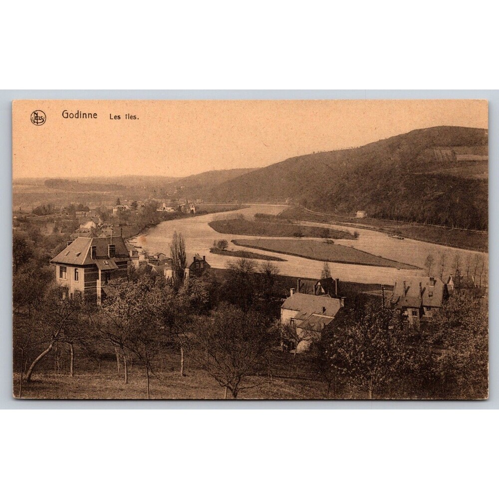 Vtg Postcard Godinne Les Iles Belgium Meuse River Ern Thill Nels Brussels Sepia